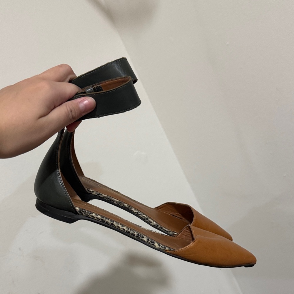 Enzo Angolini Two-Tone Ankle Strap Flats